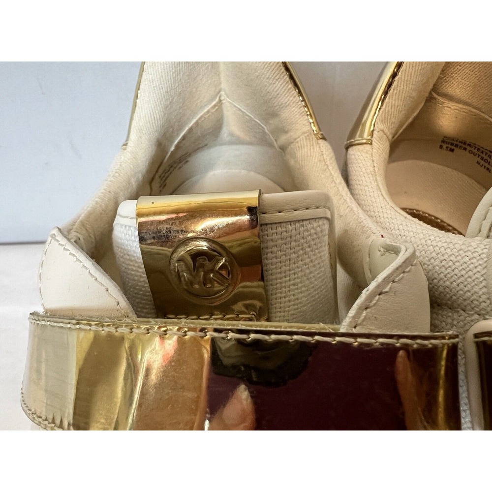 Michael Kors Gertie Tennis Shoes Mens 9.5‎ Cream Gold Low Top Sneakers - Picture 11 of 16